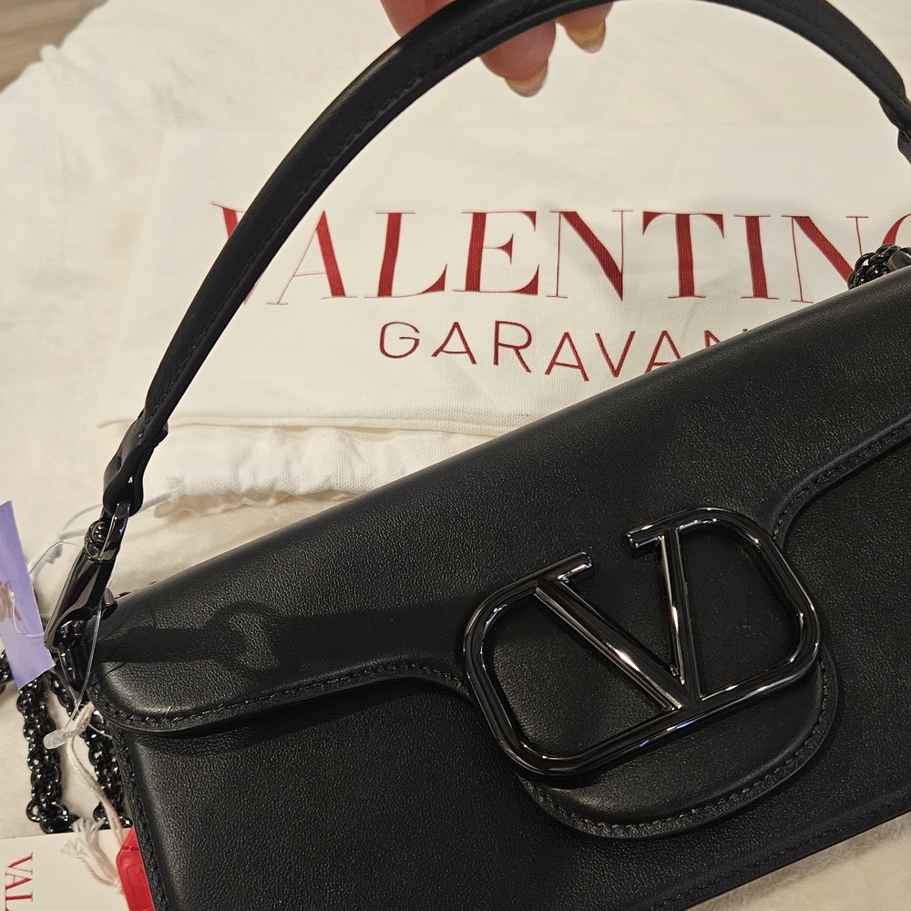 Valentino Garavani Black Leather Shoulder Bag